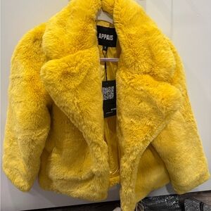 Apparis Vibrant Yellow Faux Fur Jacket